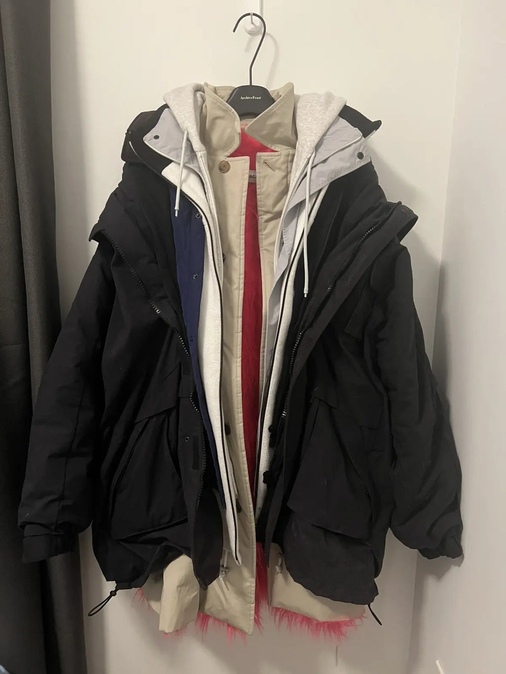 Balenciaga 18FW Pink Fur 7 Layer Parka Sample