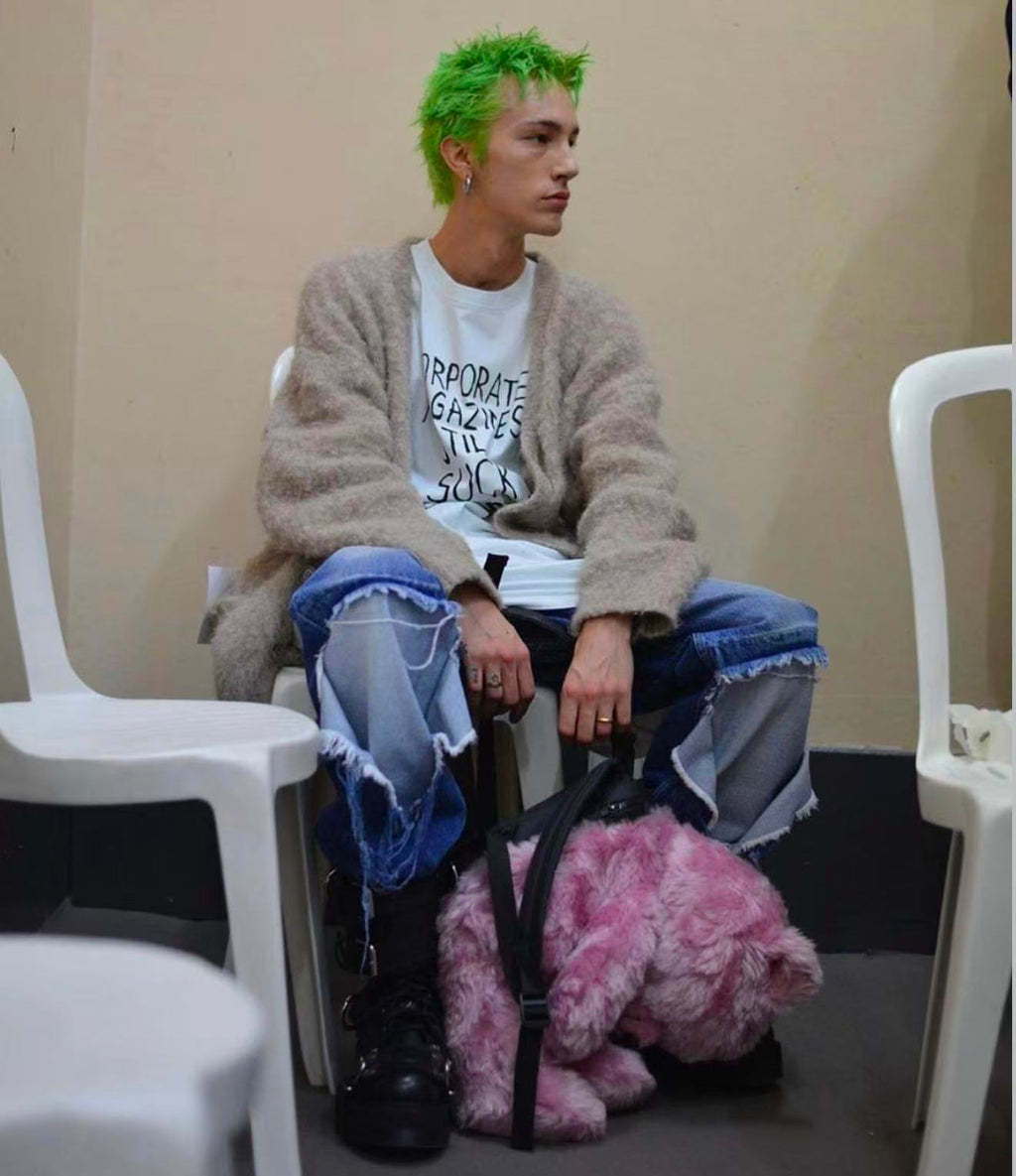 Vetements 19FW Pink Mohair Anarchy Backpack