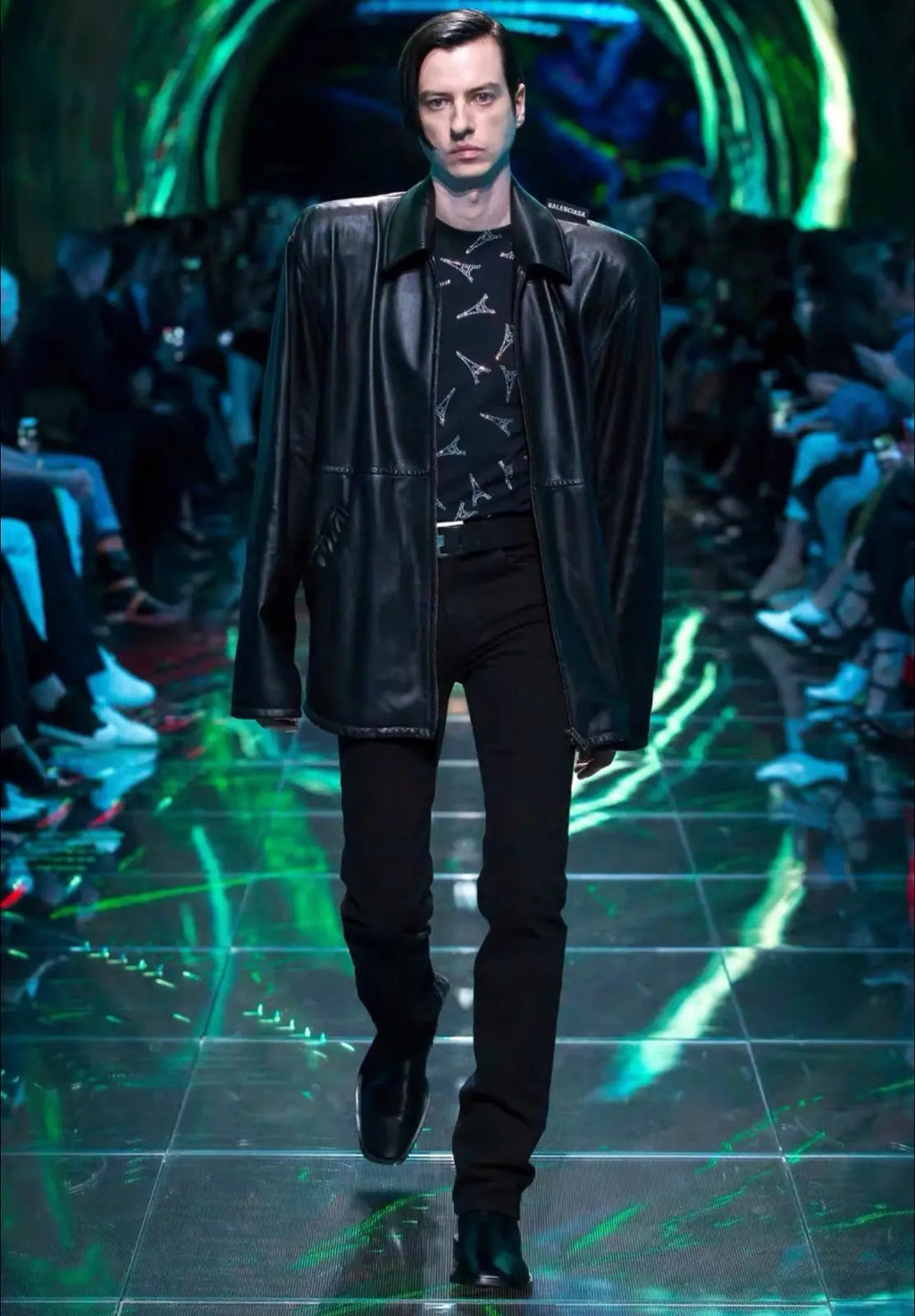 Balenciaga 19SS Lamb Skin Shoulder Pad Leather Jacket